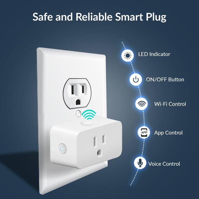 Enchufe inteligente WBM SMART Wi-Fi con control de voz y de aplicación, paquete de 4 unidades - HDPG-07-4PK