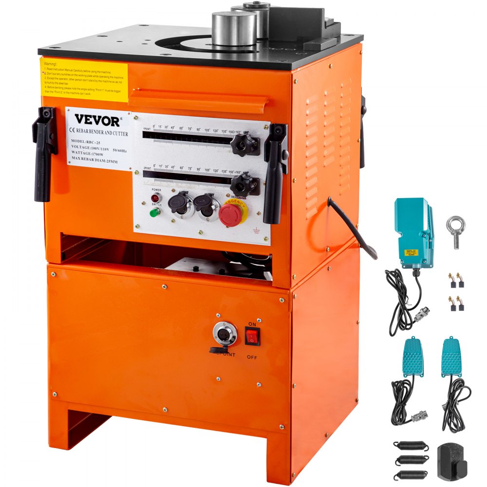 VEVOR Hydraulic Rebar Bender 1700 Wattage Electric Rebar Bender and Cutter, 1''/25 mm Max Rebar Diameter, Rebar Steel Bender and Cutter Machine, Bending Machine For Bending Rebar, Steel Bar, Steel Rod - TSGJWQJD25DWHYM01V1