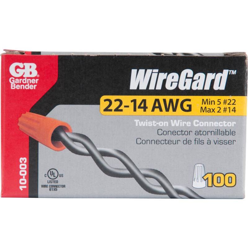 Conector de cables de torsión de 22-14 AWG de Gardner Bender, naranja (paquete de 100) Estuche de 10 - 10-003