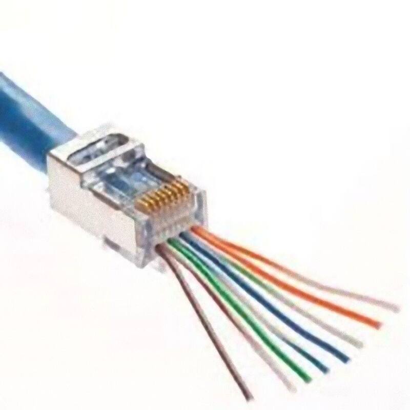 Conector EZ-RJ45 blindado de Platinum Tools para Cat5e/6 con tierra interna (10/Clamshell) - 100021C