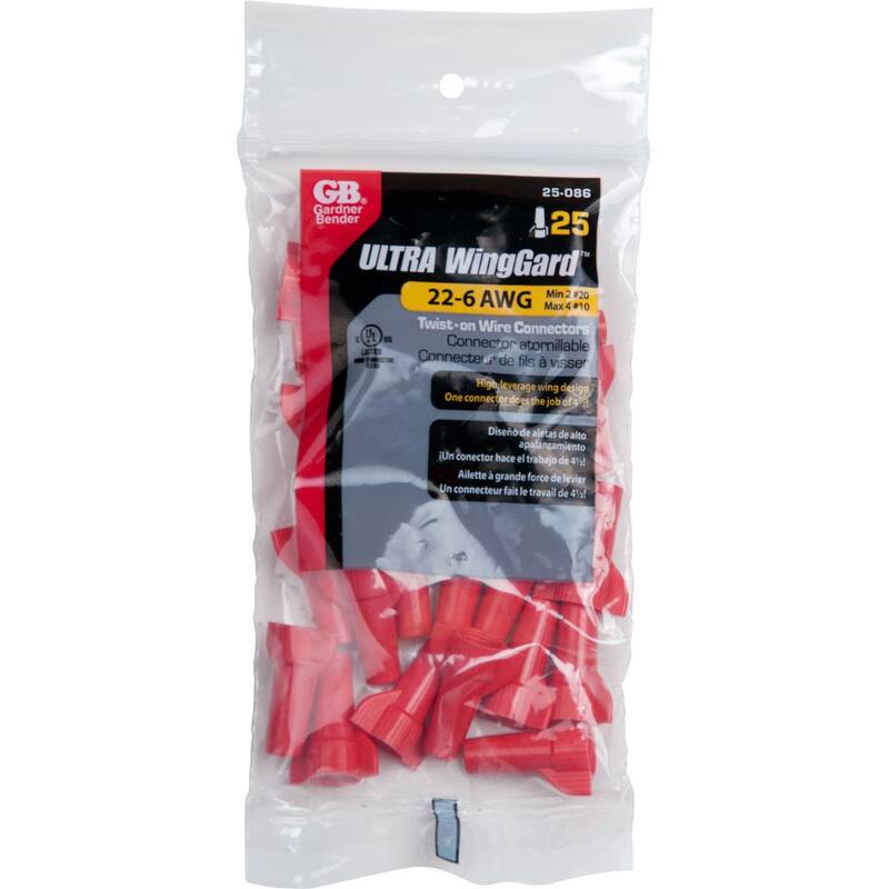 Gardner Bender WingGard Conector de Cable Rojo Paquete de 25 (Caja de 10) - 25-086