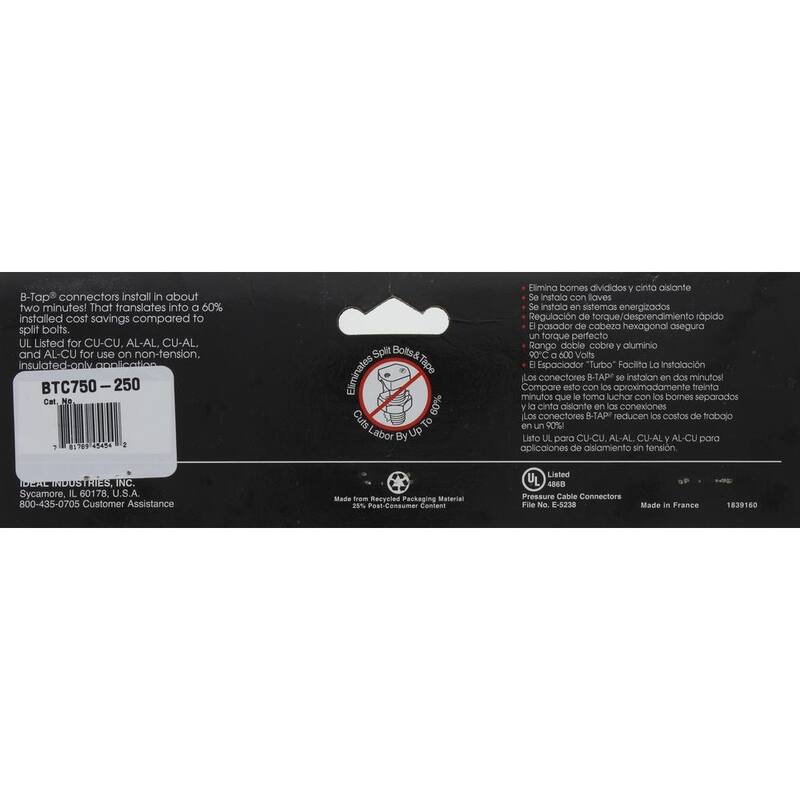 IDEAL Principal 750 - 250 MCM, Conector de empalme B-Tap 500 - 250 MCM - BTC750-250