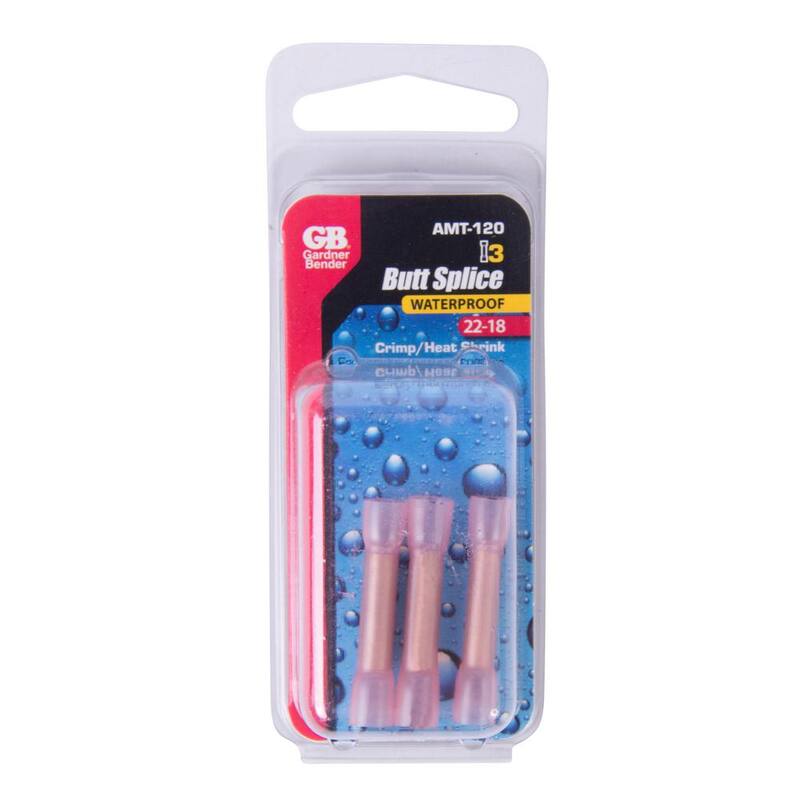 Conector termocontraíble de empalme de extremo para cable de calibre 22-16, color rojo (paquete de 10) - AMT-120