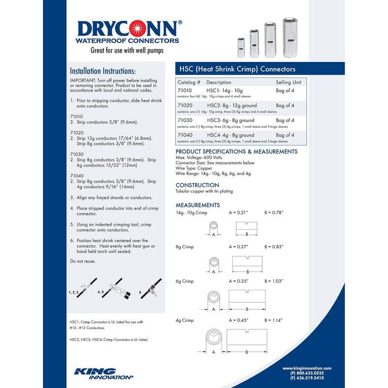 Conector de alambre de crimpado termocontraíble DryConn HSC3 (Bolsa de 4) - 71030
