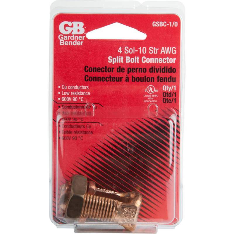 Conector de perno dividido de cobre 1/0 AWG Gardner Bender (paquete de 1) - Caja de 6 - GSBC-1/0N