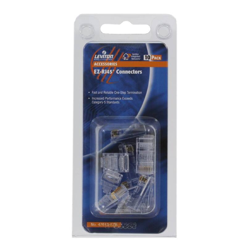 Conectores Leviton EZ-RJ45, Transparentes (Paquete de 10) - 47613-EZR