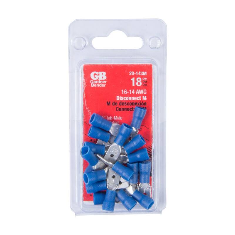 Gardner Bender 16-14 AWG Desconexión Macho .250 in. Pestaña, Azul (Paquete de 10) - 20-143M