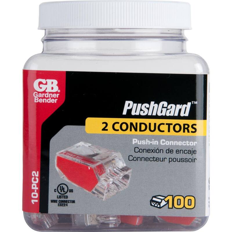 Gardner Bender Conector PushGard de 2 Puertos, Rojo (paquete de 100) Caja de 6 - 10-PC2
