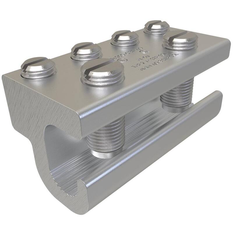 Conector de toma de tierra entre sistemas de ALUMINIO ILSCO, rango de conductor principal 1/0-8, rango de toma 2-14 (paquete de 2) - GBT-1/0-EC