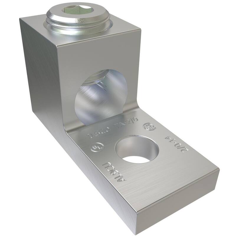 Conector de perno mecánico de aluminio ILSCO, Rango de conductor 2/0-14, 1 puerto, 1 agujero, tamaño del perno de 1/4 de pulgada, estañado (paquete de 4) - TA-2/0-EC
