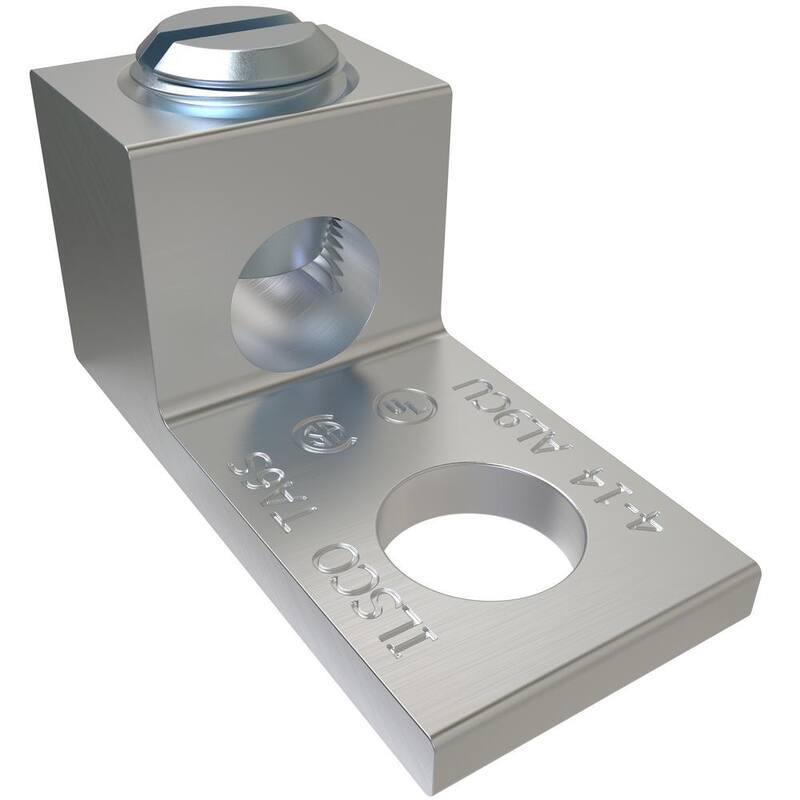 Conector mecánico de lug de aluminio ILSCO, rango de conductor 4-14, 1 puerto, 1 agujero, tamaño de perno de 1/4 de pulgada, estañado (paquete de 12) - TA-6-S-EC