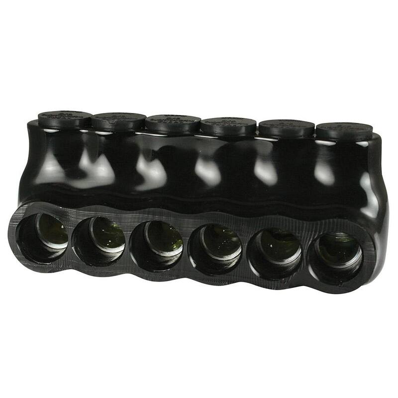 ASI 6 - 2/0 AWG 6-Ports UL 486 Conector Multi-Tap Aislado de Entrada de un Solo Lado, Negro - AICS2-0-6