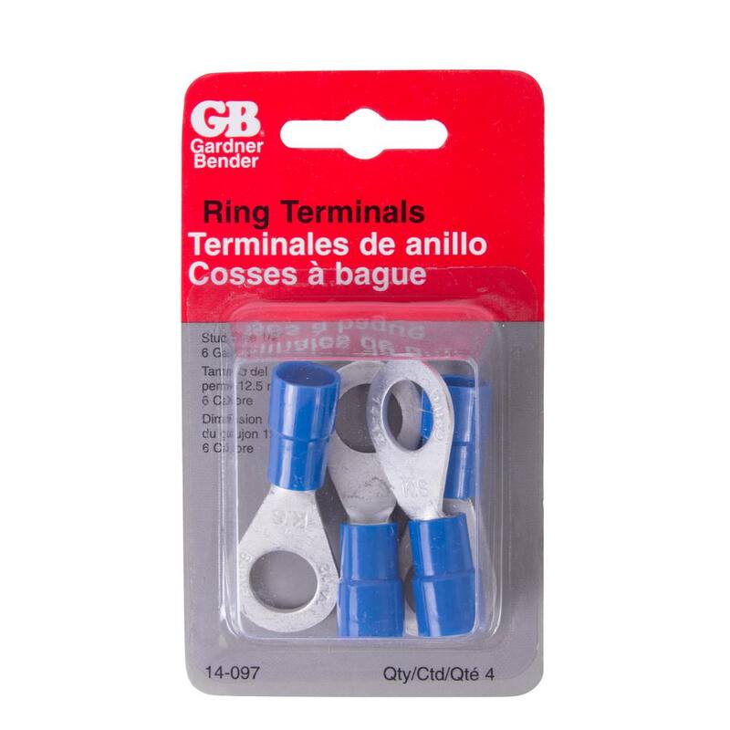 Terminal de anillo de 1/2 ' 6 AWG Gardner Bender, Azul (Paquete de 10) - 14-097