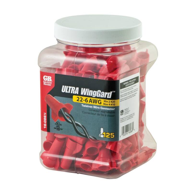 Conector de cables WingGard Ultra de Gardner Bender, Rojo (paquete de 125) Caja de 5 - 16-086N