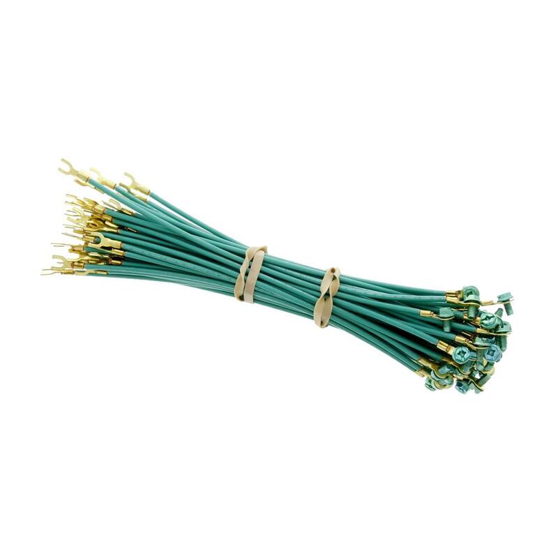 IDEAL 12 AWG 10 pulgadas Trenzado Pigtail con Conector de Anillo y Tenedor #10 y Tornillo de Tierra #10 500/Box - 30-3311