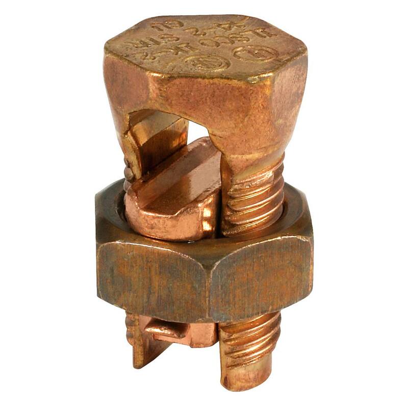 Conector de perno dividido de cobre ILSCO, rango de conductor para igualar el principal y la derivación de 4 a 8 Sólidos (paquete de 3) - IK-4-EC