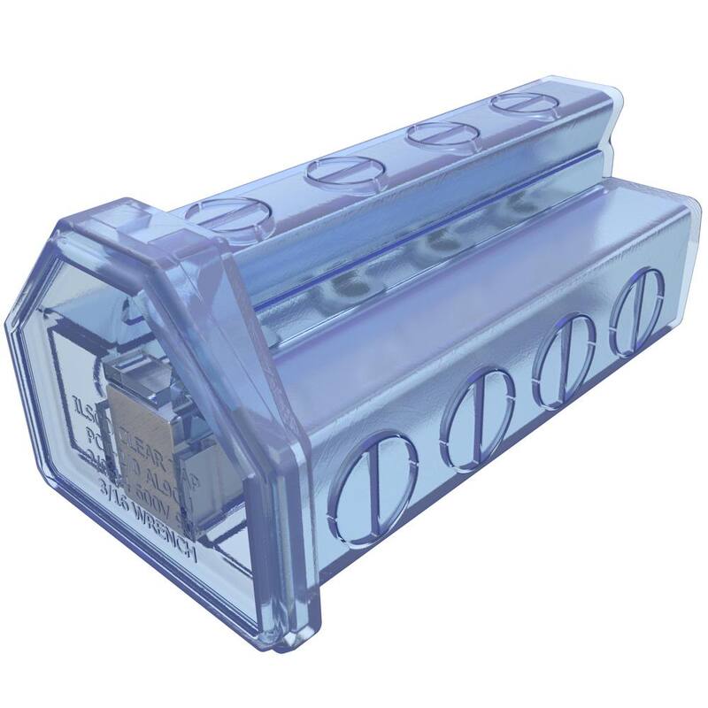 Conector de derivación múltiple de aluminio aislado Cleartap ILSCO, con clasificación dual, rango de conductores 2/0-14, 4 puertos - PCT-4-2/0-EC
