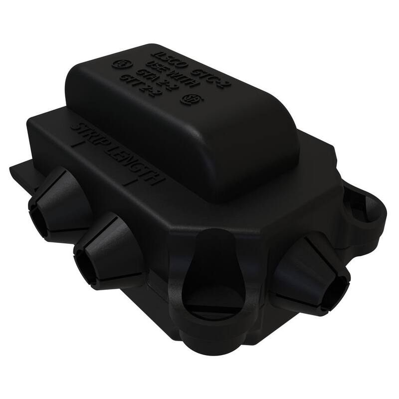 Conector de empalme paralelo de aluminio ILSCO, Doble Rated, Rango del conductor principal 2-12, Incluye cubierta - GTA-2-2-W/C-EC