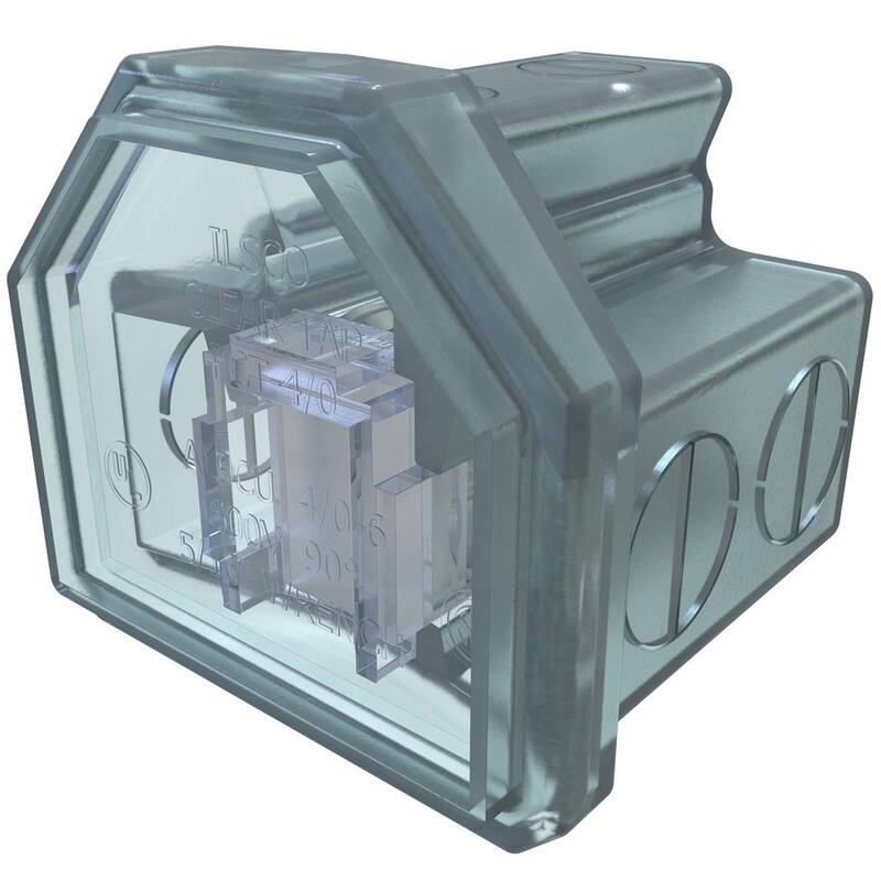 Conector múltiple aislado de aluminio Cleartap de ILSCO, con doble calificación, rango de conductor 4/0-6, 2 puertos - PCT-2-4/0-EC.