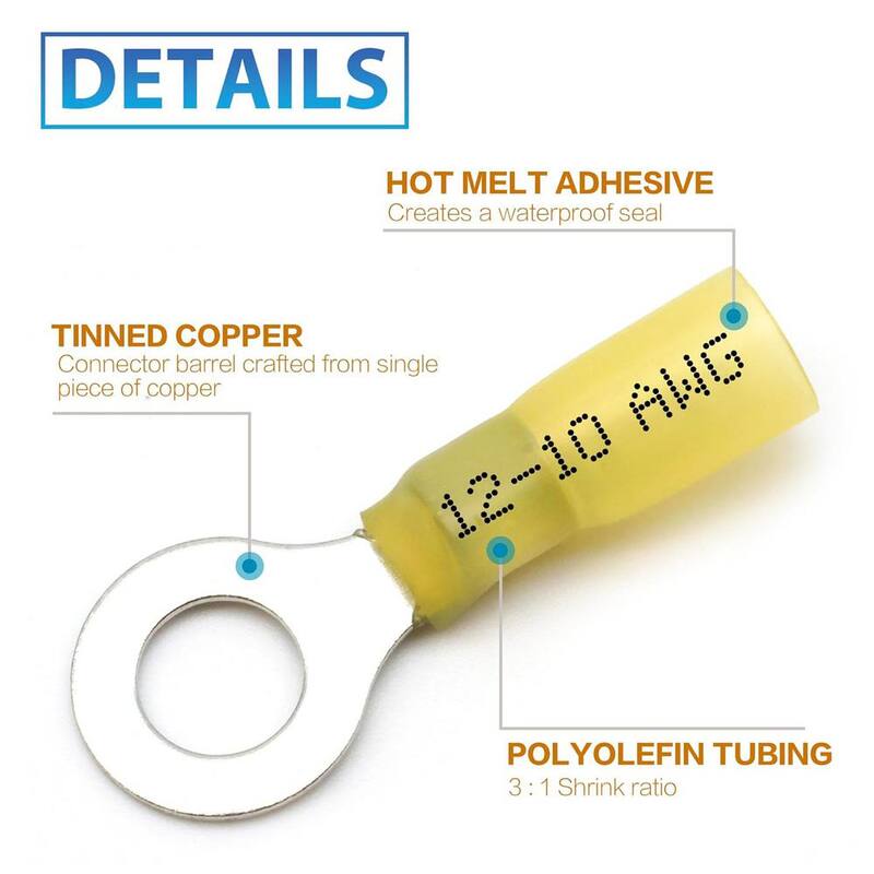 Lukyamzn 600 Pcs. Kit de Conectores Eléctricos Termocontraíbles, Conectores de Empalme Eléctrico de Anillo Impermeables - PH00527B292