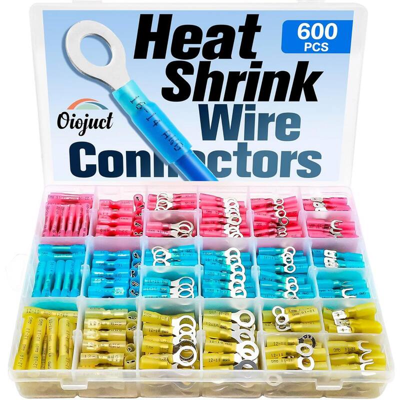 Lukyamzn 600 Pcs. Kit de Conectores Eléctricos Termocontraíbles, Conectores de Empalme Eléctrico de Anillo Impermeables - PH00527B292