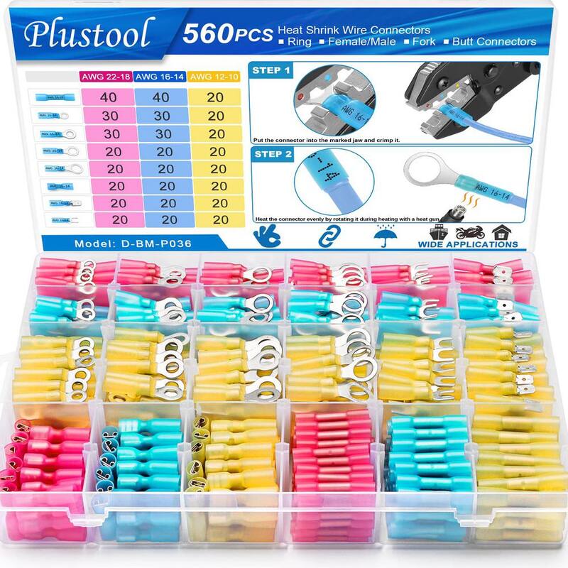 Kit de conectores impermeables termocontraíbles de grado marino de 560 piezas Lukyamzn - PH00527B288