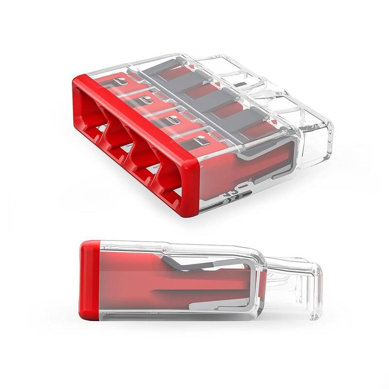 Conector de empalme Etokfoks de 4 conductores para conductores sólidos y trenzados en color rojo (80 piezas) - MLPH020LT475