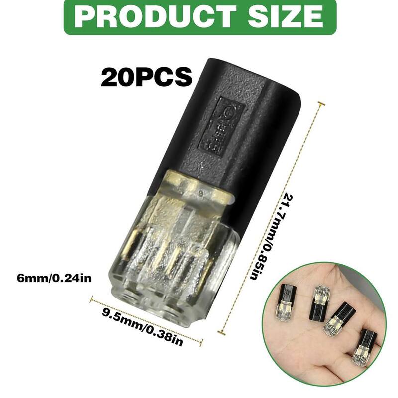 Conector de tira de luz LED de doble alambre Etokfoks con enchufe plug-in y 2 pines con hebilla de bloqueo en negro (20 piezas) - MLPH020LT472