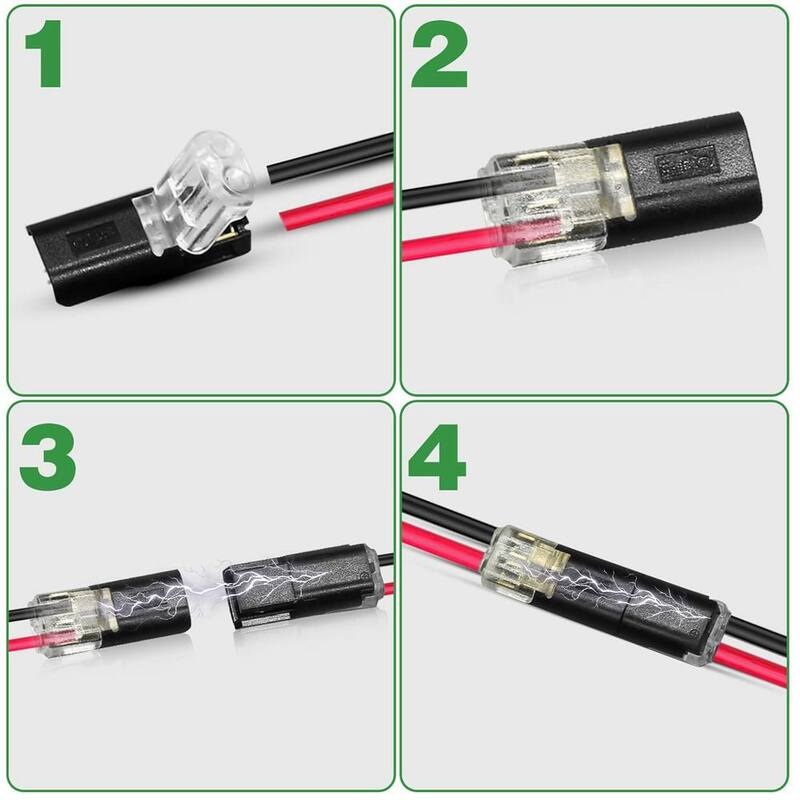 Conector de tira de luz LED de doble alambre Etokfoks con enchufe plug-in y 2 pines con hebilla de bloqueo en negro (20 piezas) - MLPH020LT472