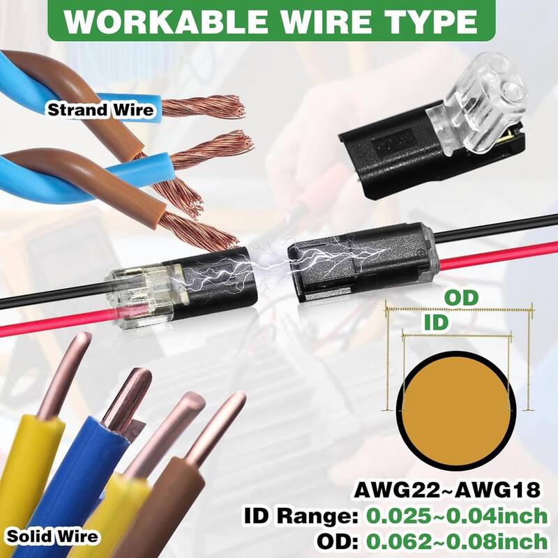 Conector de tira de luz LED de doble alambre Etokfoks con enchufe plug-in y 2 pines con hebilla de bloqueo en negro (20 piezas) - MLPH020LT472