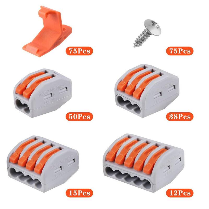 Etokfoks 32 Amp Conectores de cable de palanca eléctrica con tuercas con base y tornillos 28-12 AWG y conectores de 2/3/4/5 conductores - MLPH020LT467