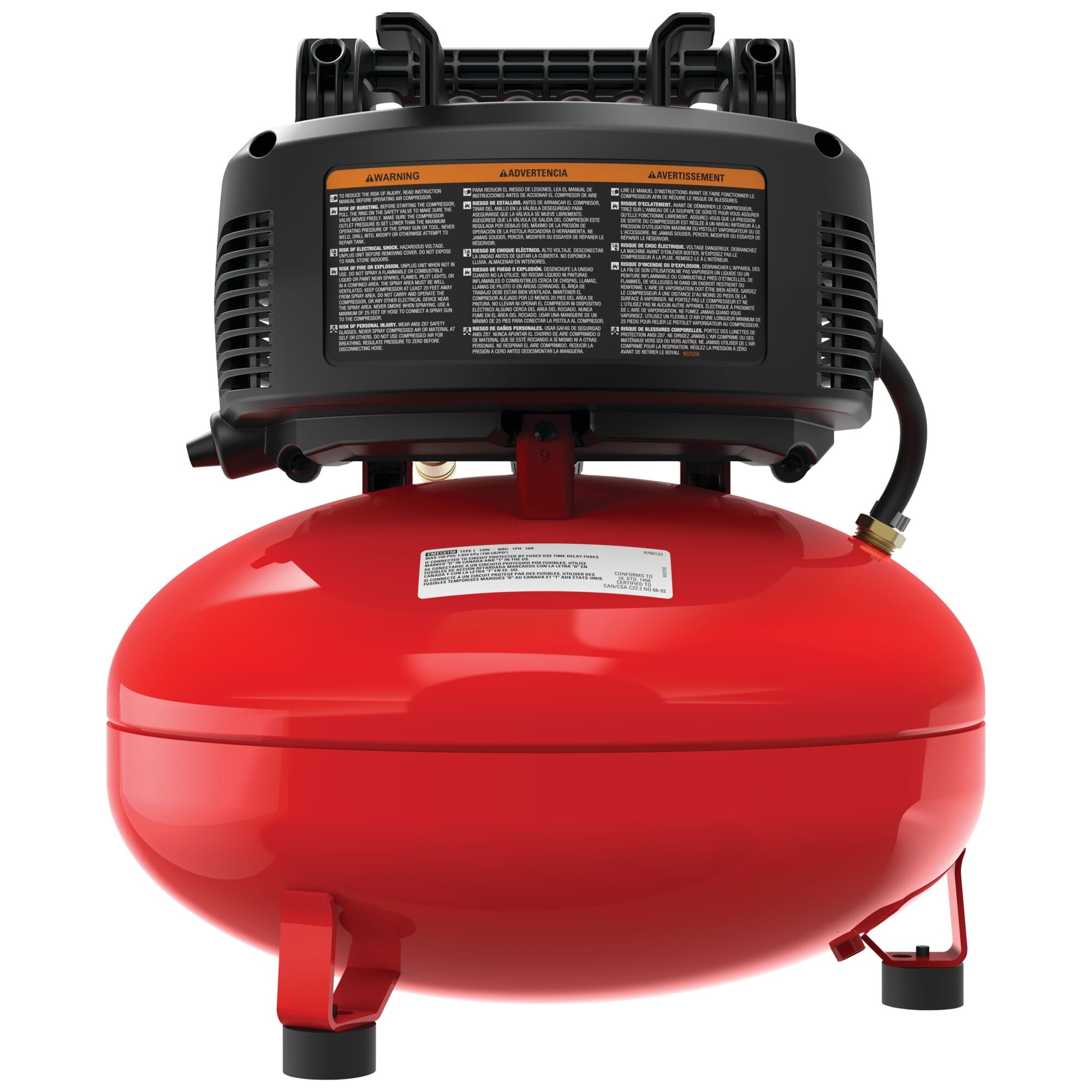 Artesano Compresor de Aire Pancake Eléctrico Portátil de 6 Galones y 150 PSI - CMEC6150