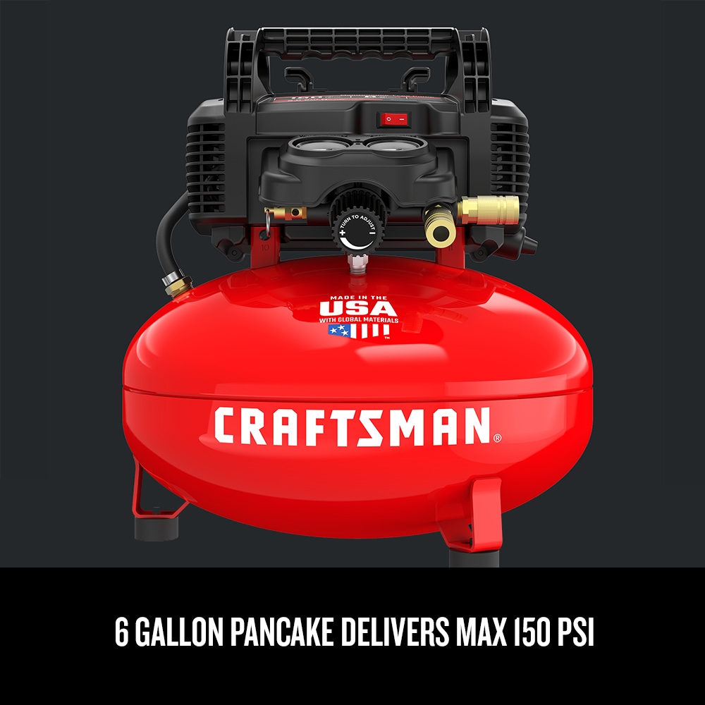 Artesano Compresor de Aire Pancake Eléctrico Portátil de 6 Galones y 150 PSI - CMEC6150