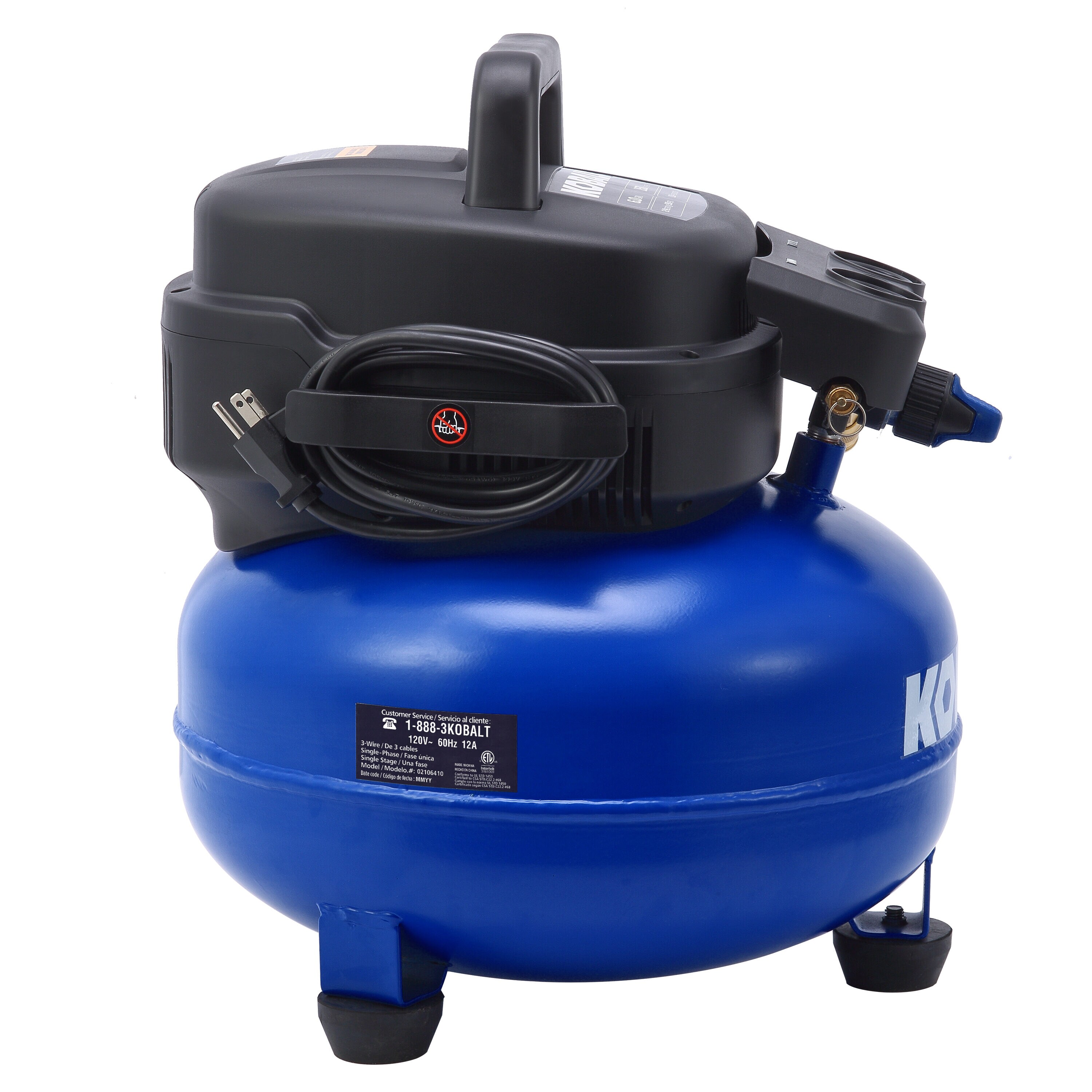 Compresor de aire eléctrico portátil Kobalt Kobalt 6 galones 150 PSI - 02106410