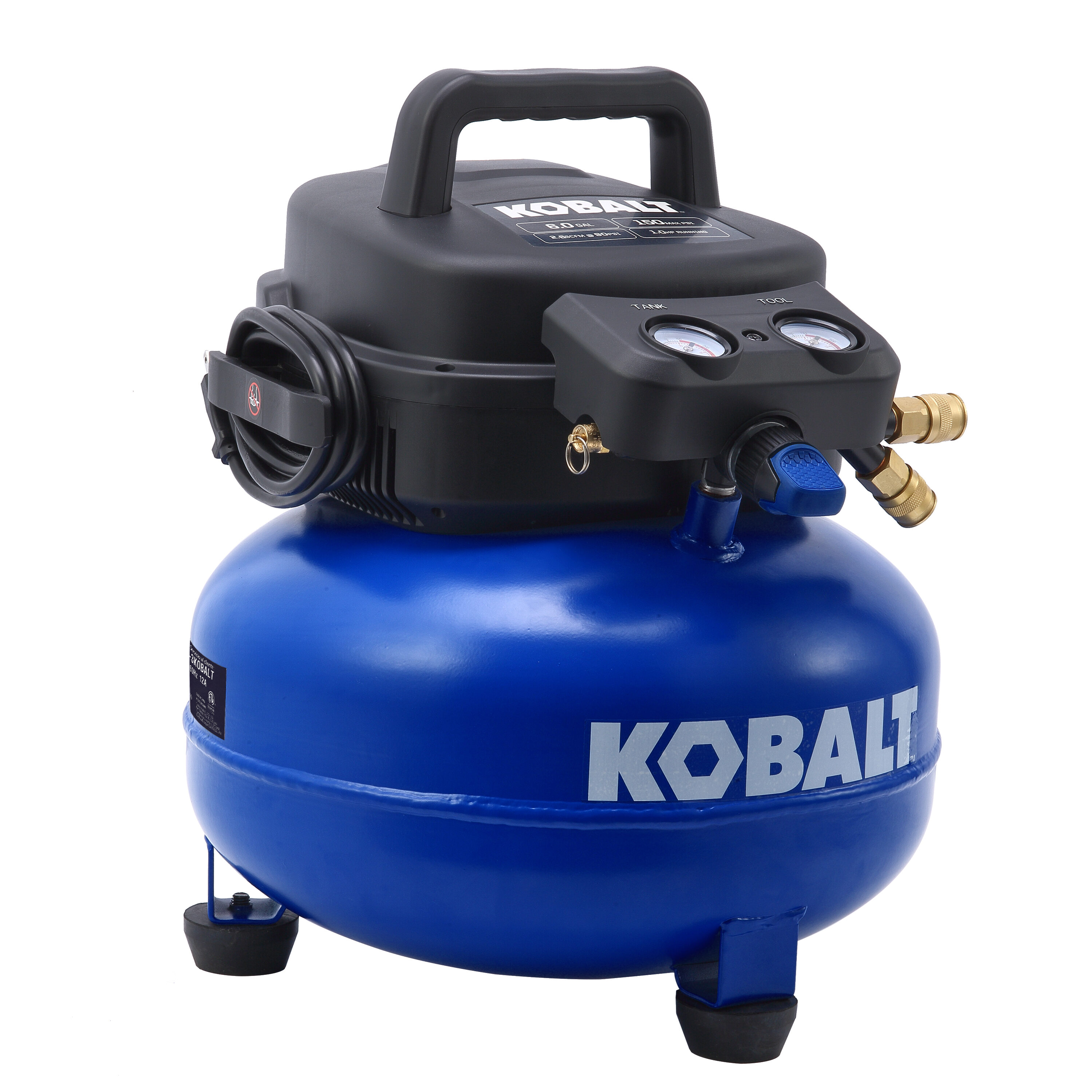 Compresor de aire eléctrico portátil Kobalt Kobalt 6 galones 150 PSI - 02106410