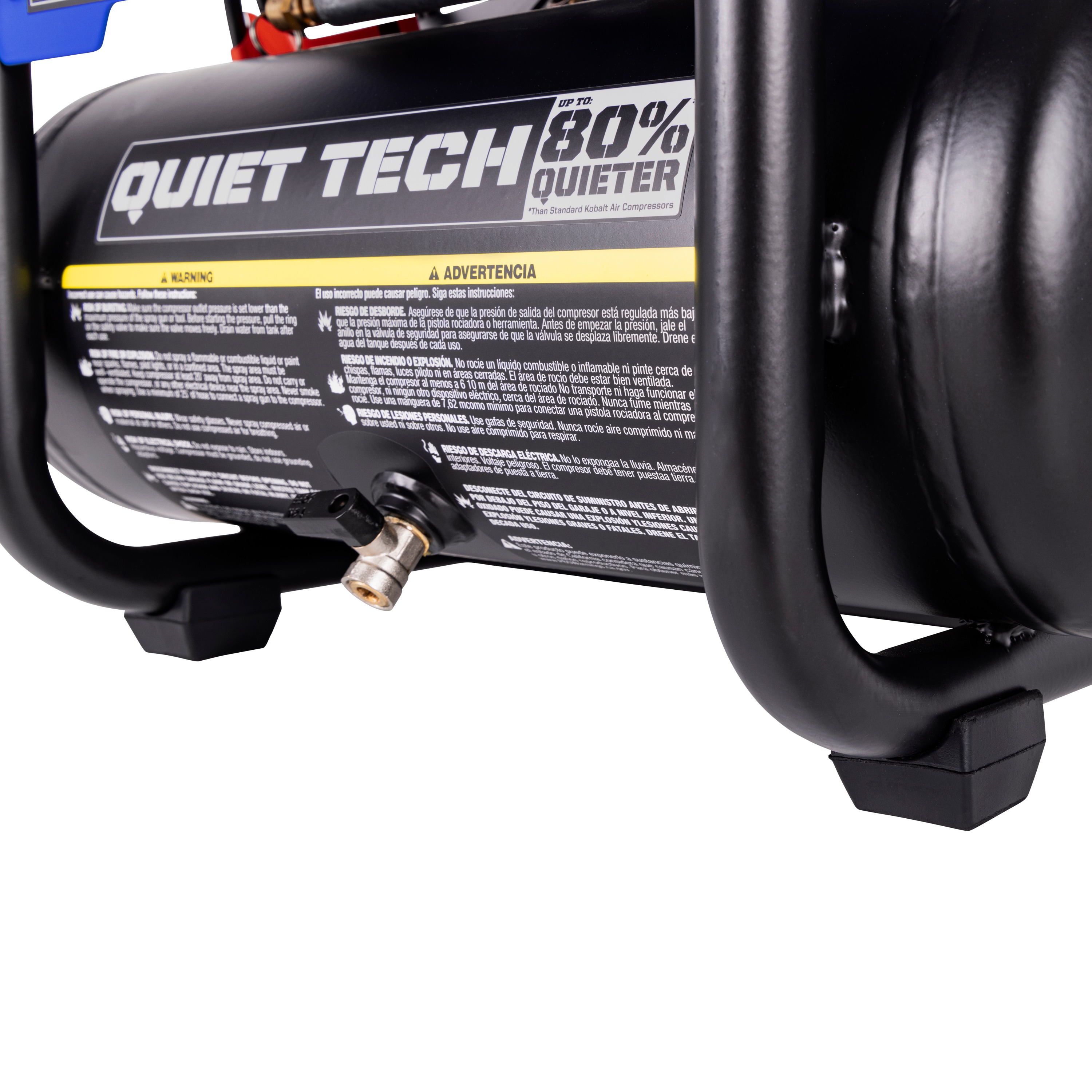 Kobalt Kobalt QUIET TECH Compresor de aire portátil eléctrico de 2 galones y 125 PSI tipo Hot Dog - 3300244