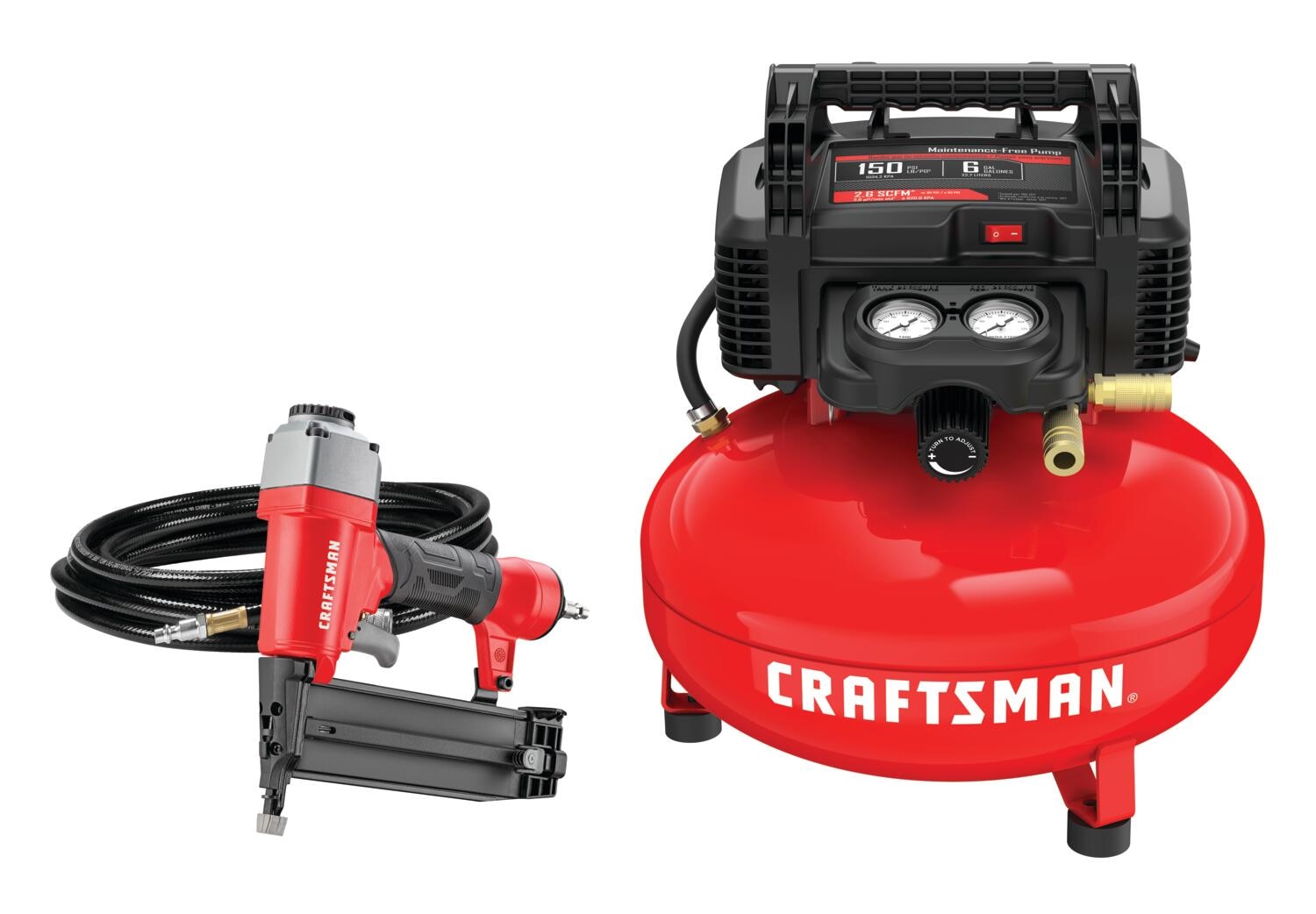 Artesano Compresor de Aire de Panqueque Portátil Eléctrico de 6 Galones con 150 PSI y Accesorios Incluidos - CMEC1KIT18