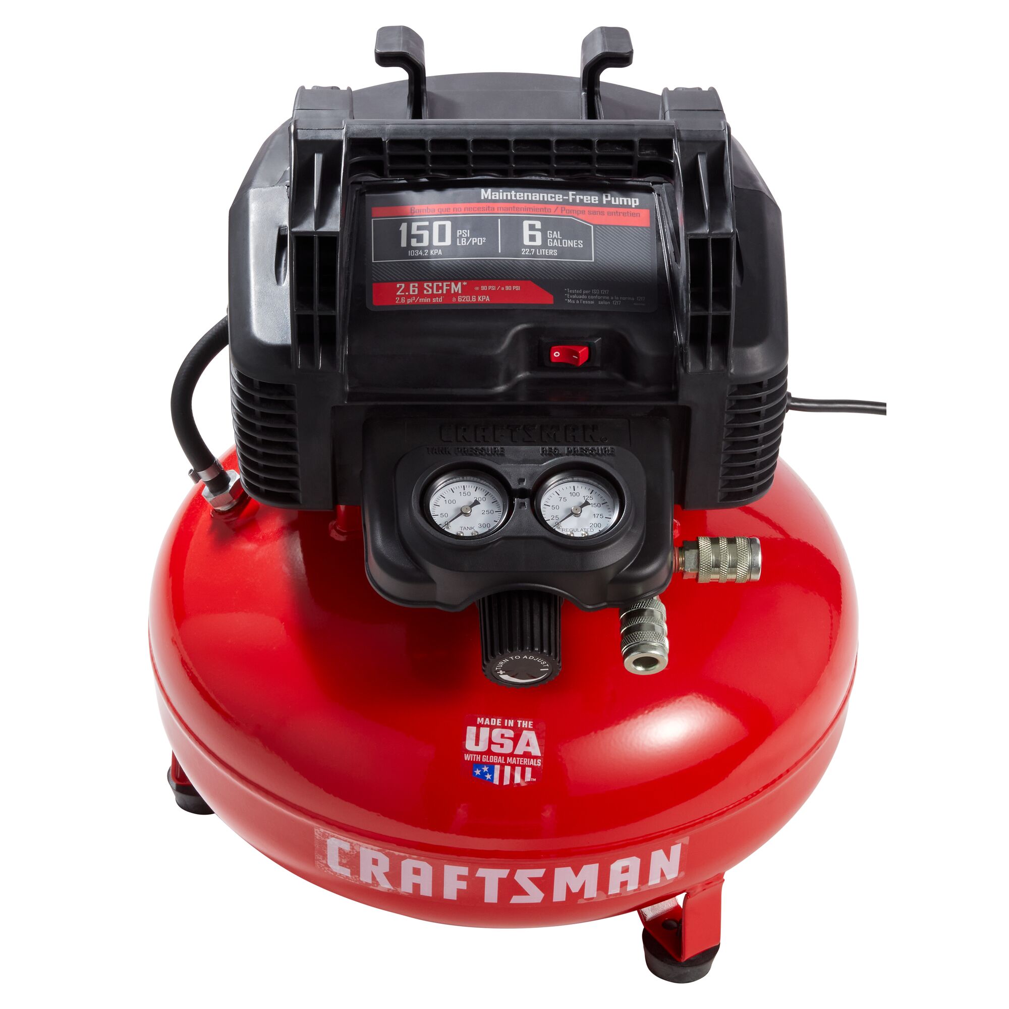 Artesano Compresor de Aire de Panqueque Portátil Eléctrico de 6 Galones con 150 PSI y Accesorios Incluidos - CMEC1KIT18