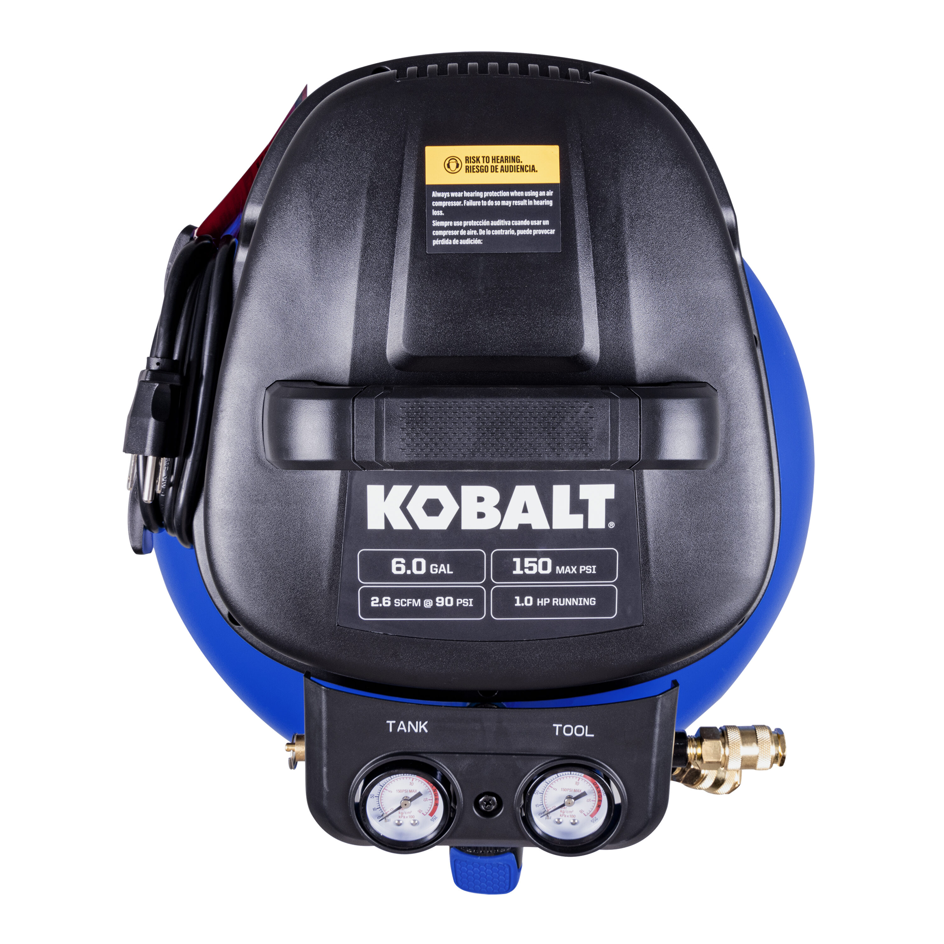 Compresor de aire portátil Kobalt de 6 galones y 150 PSI con accesorios incluidos - 02106410A