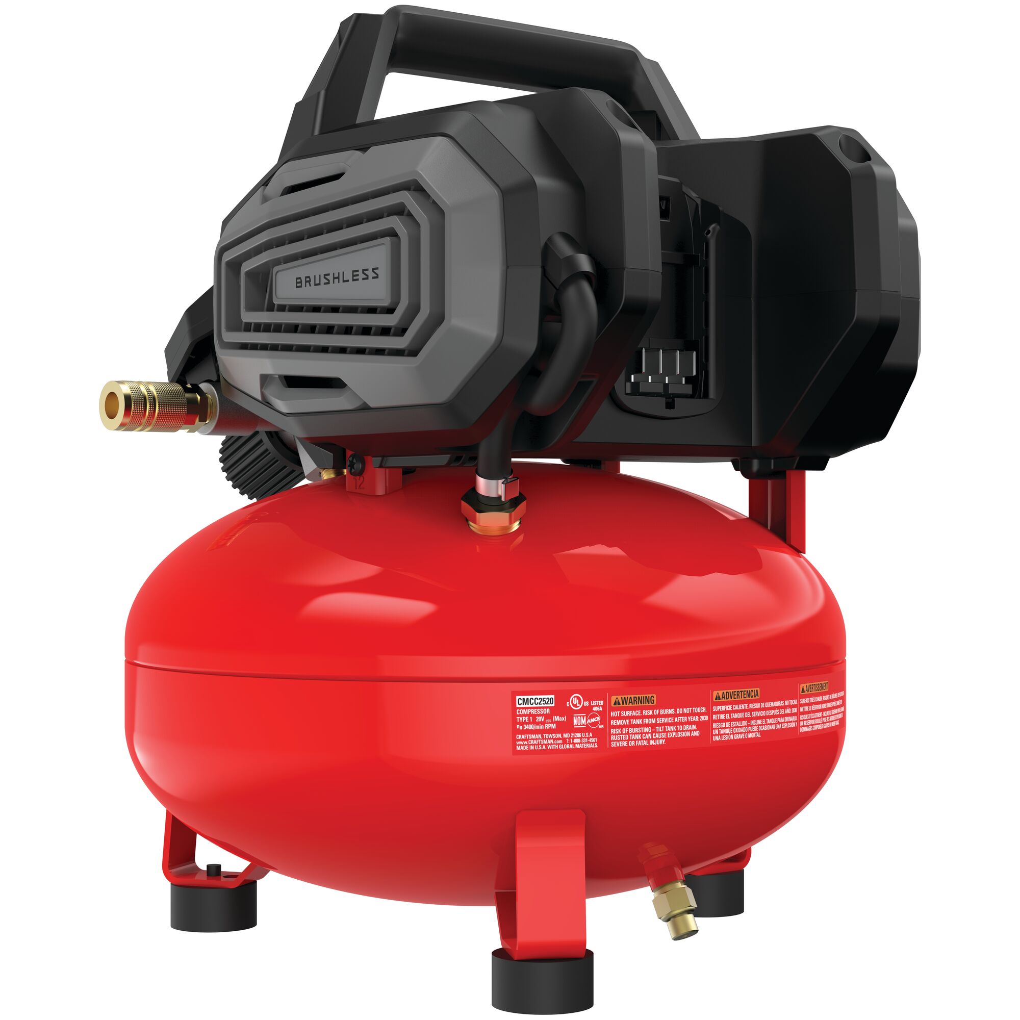 ARTESANO ARTESANO V20 RP Compresor de aire portátil sin cable de 2.5 galones y 125 PSI tipo panqueque - CMCC2520B