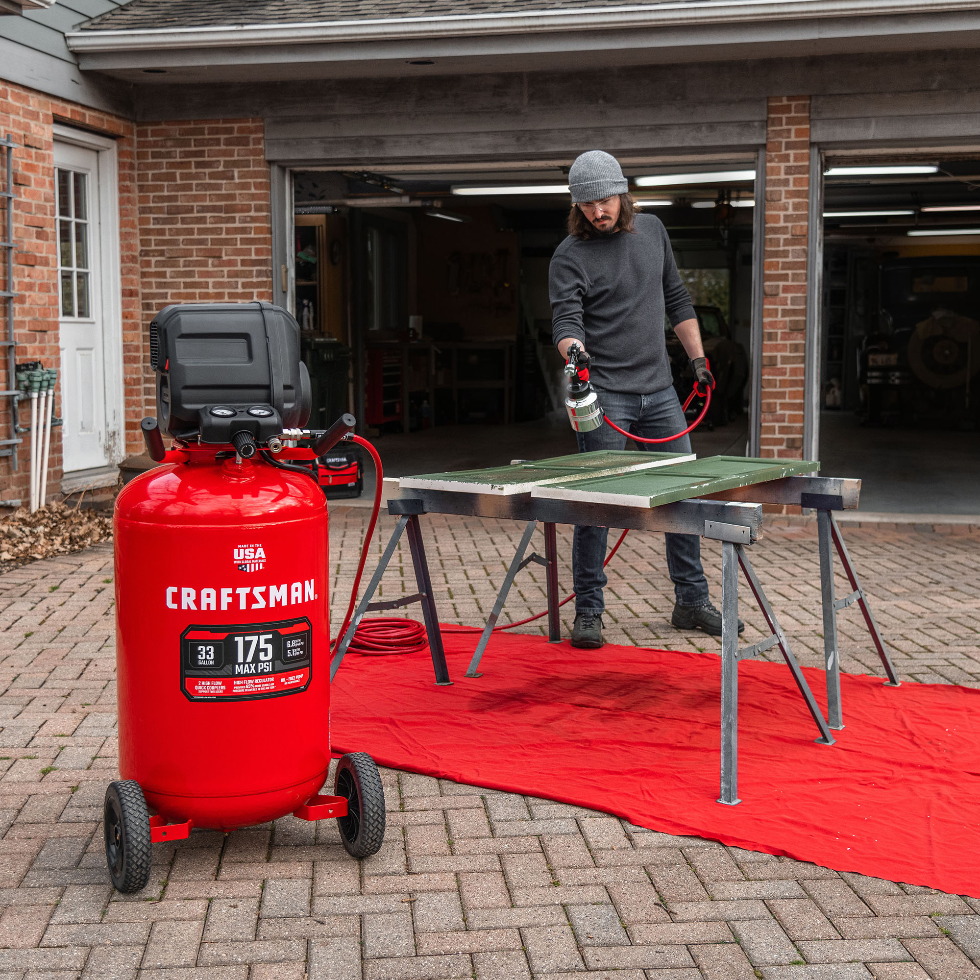 CRAFTSMAN Compresor de aire eléctrico vertical portátil de 33 galones y 175 PSI - CMXECXM331