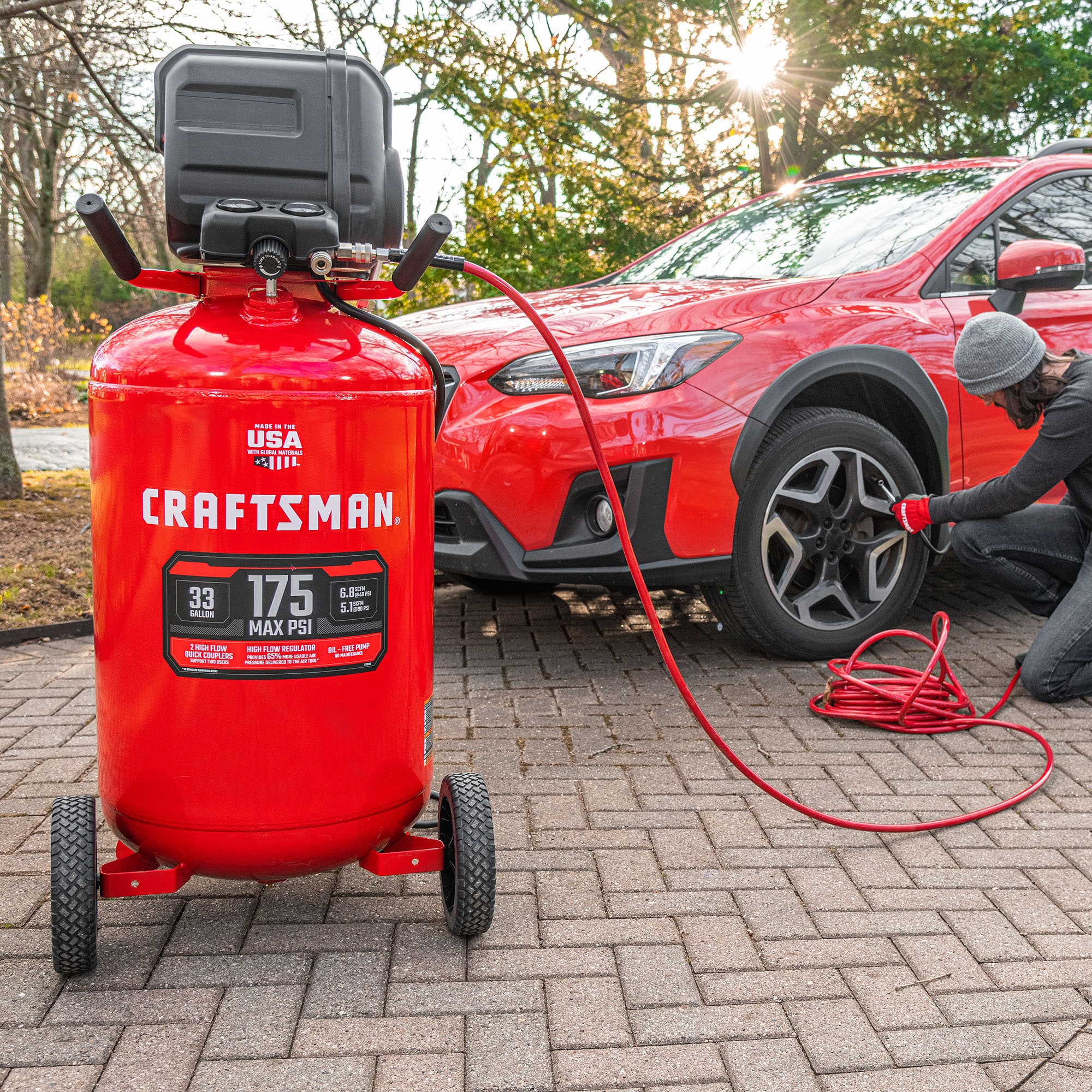 CRAFTSMAN Compresor de aire eléctrico vertical portátil de 33 galones y 175 PSI - CMXECXM331