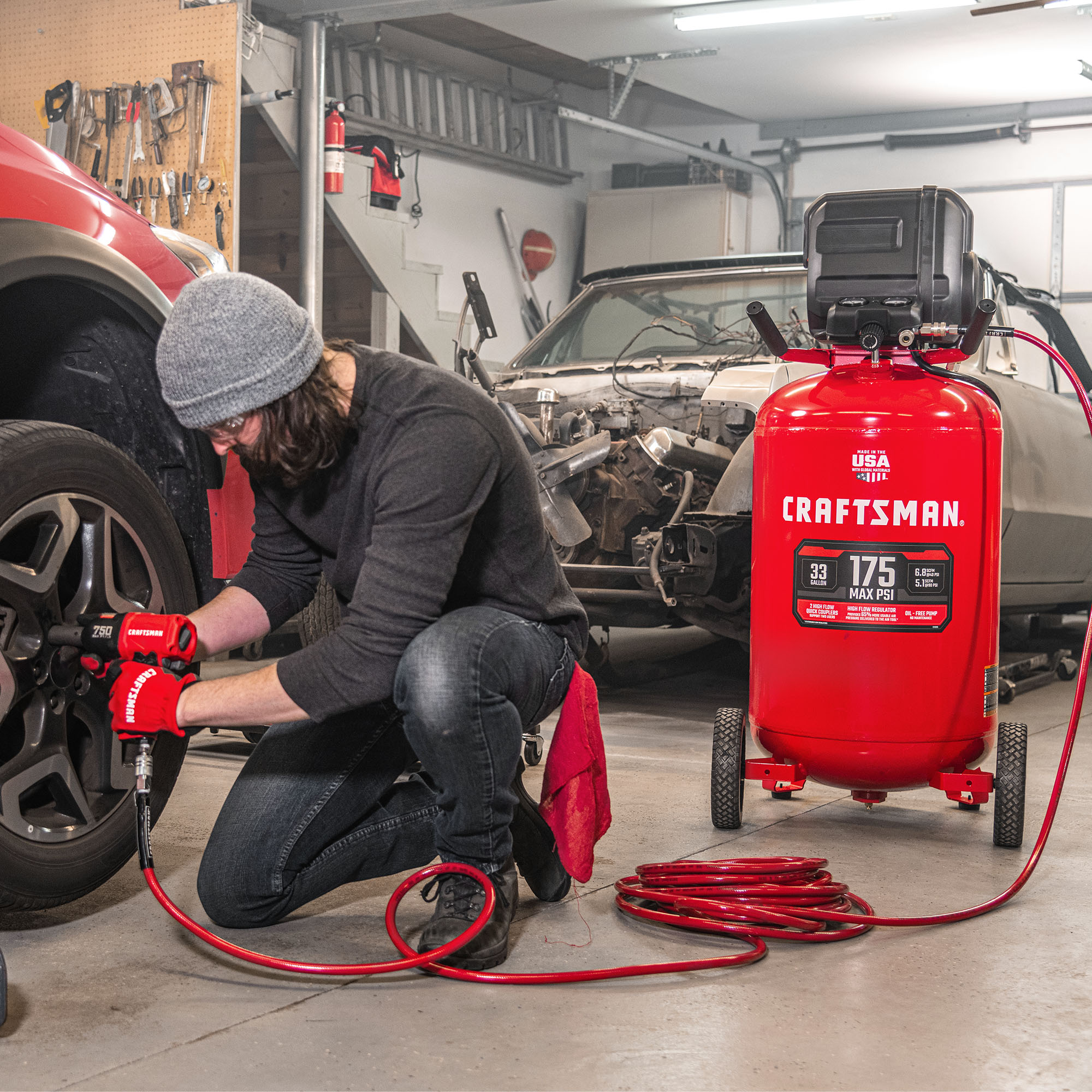 CRAFTSMAN Compresor de aire eléctrico vertical portátil de 33 galones y 175 PSI - CMXECXM331