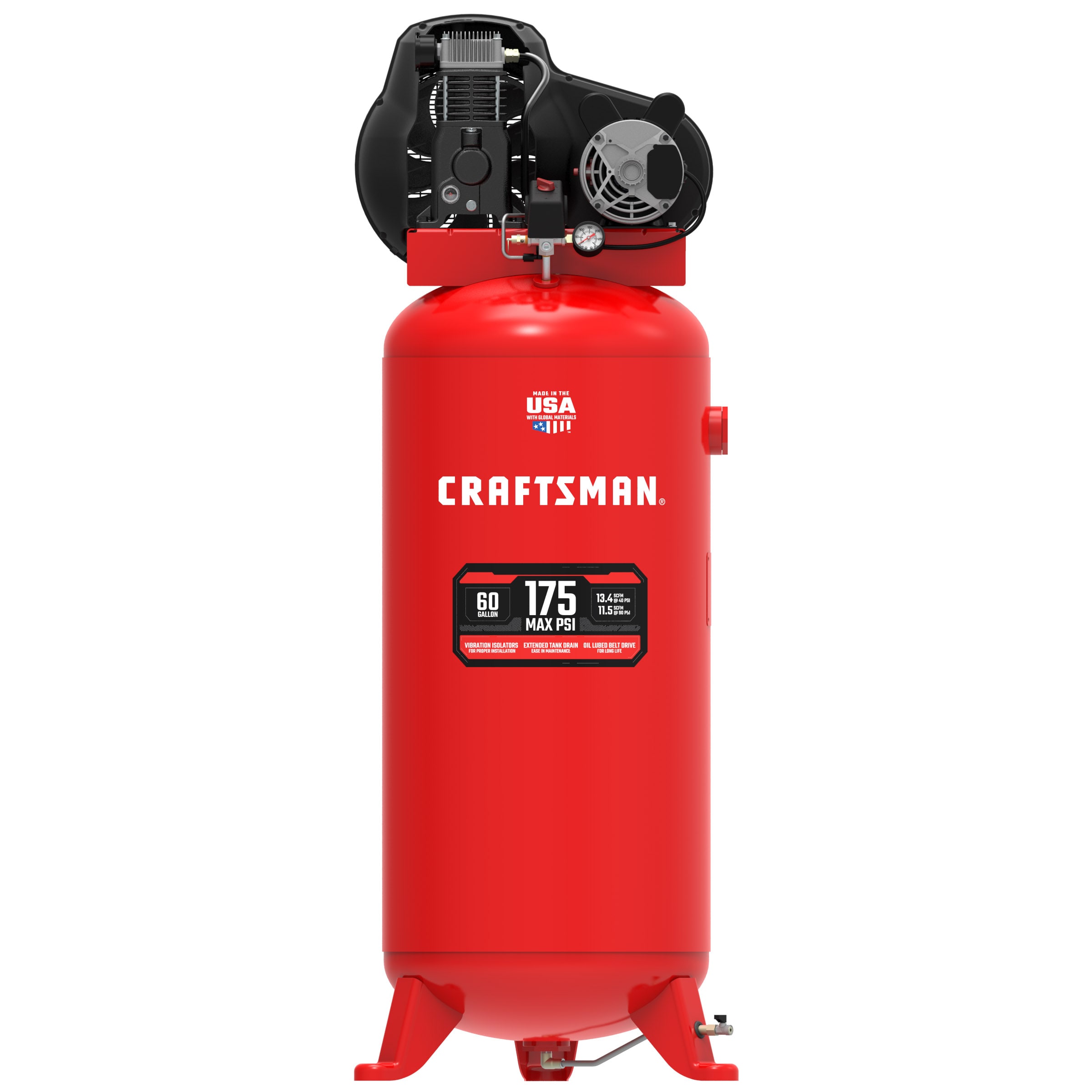 Artesano - Compresor de aire eléctrico vertical estacionario de 60 galones y 175 PSI con accesorios incluidos - CMXECXM601