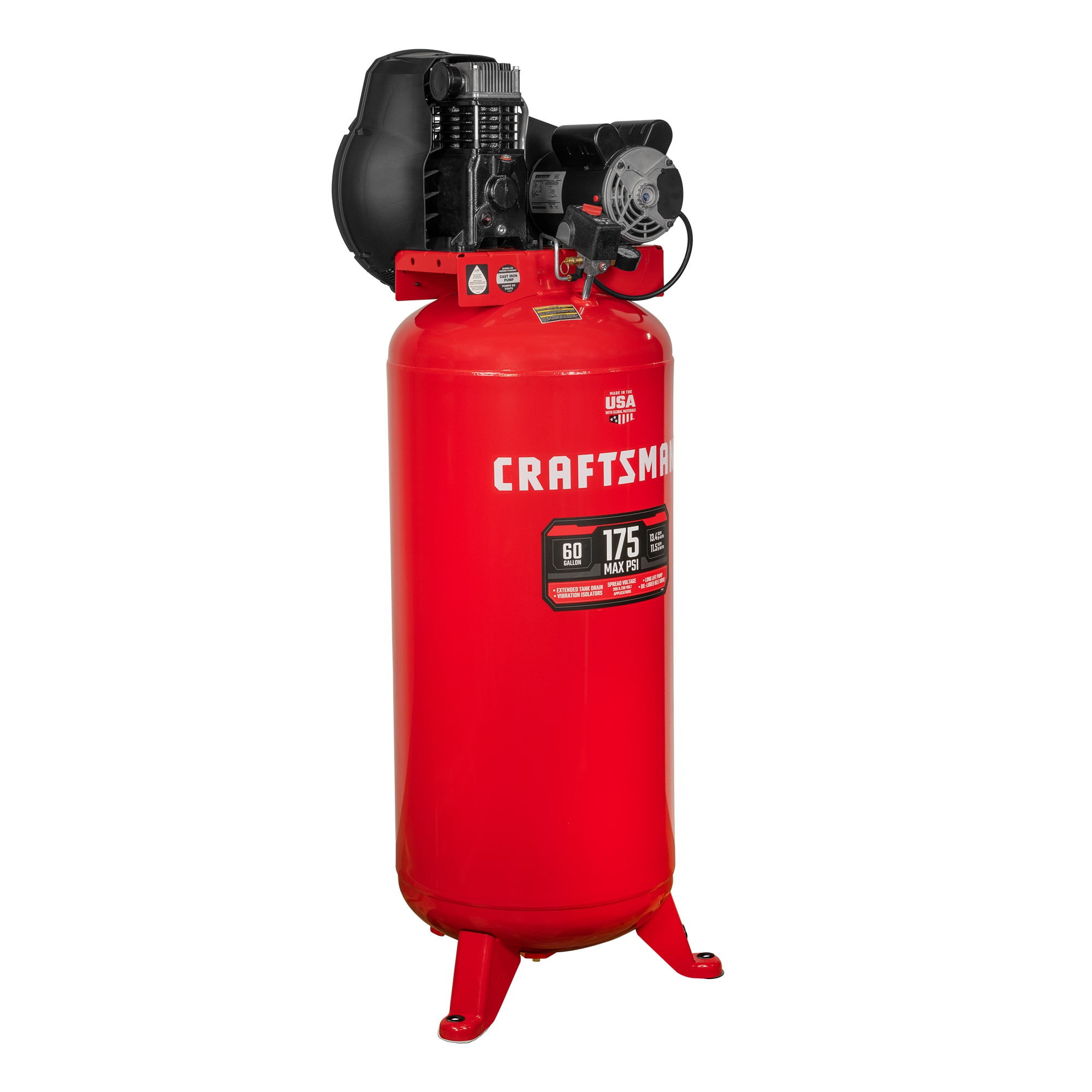Artesano - Compresor de aire eléctrico vertical estacionario de 60 galones y 175 PSI con accesorios incluidos - CMXECXM601
