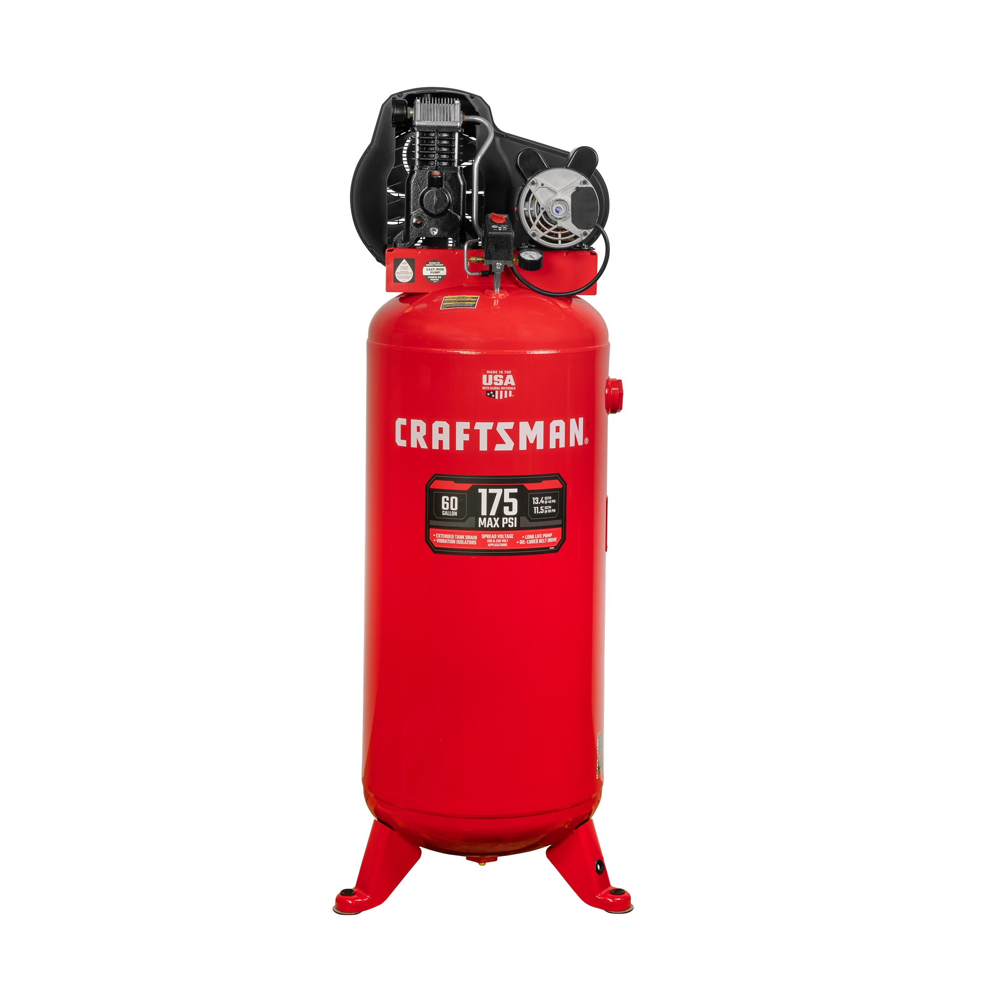 Artesano - Compresor de aire eléctrico vertical estacionario de 60 galones y 175 PSI con accesorios incluidos - CMXECXM601