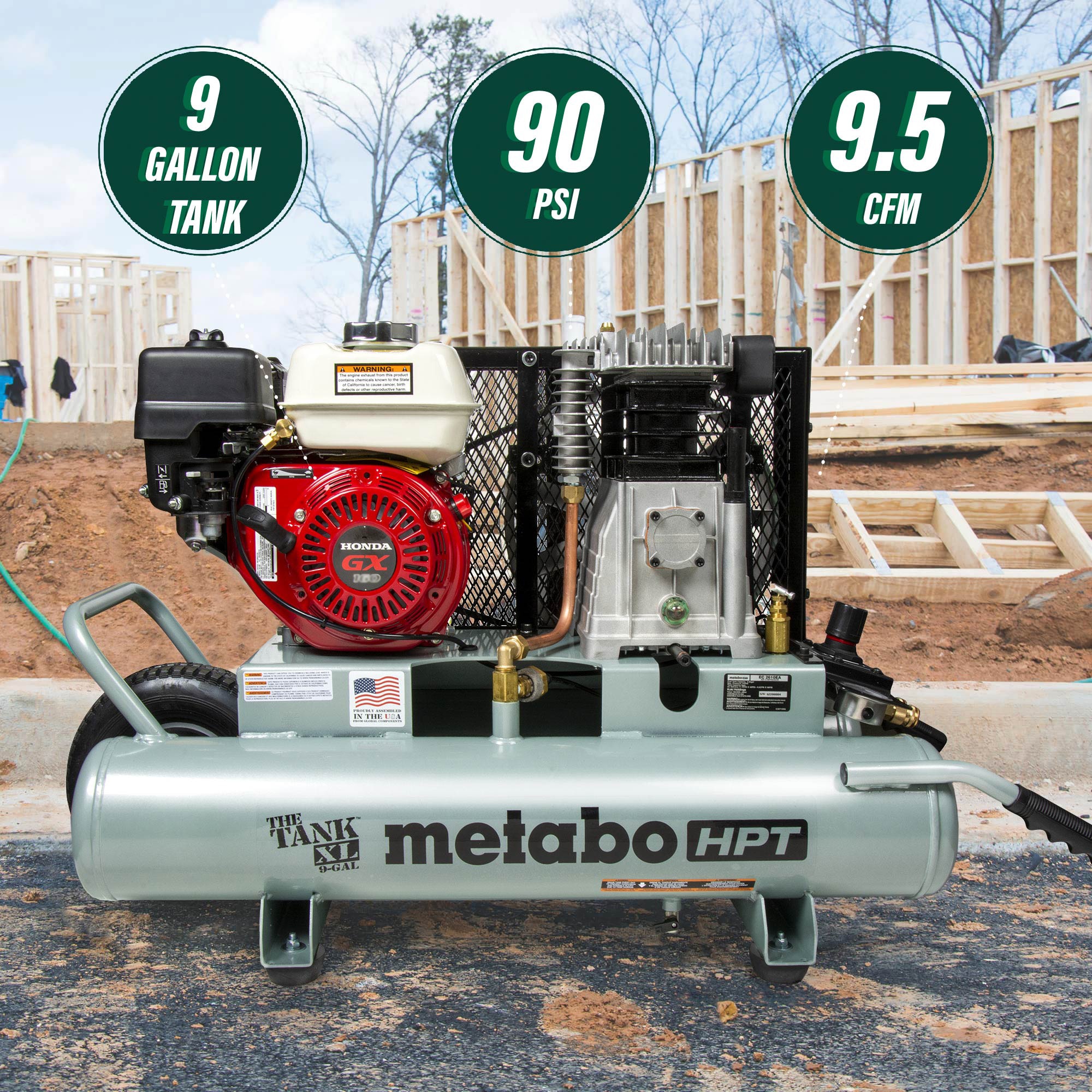 Metabo HPT Metabo HPT 9-Galones Compresor de aire de carretilla portátil a gas 145 PSI - EC2610EAM