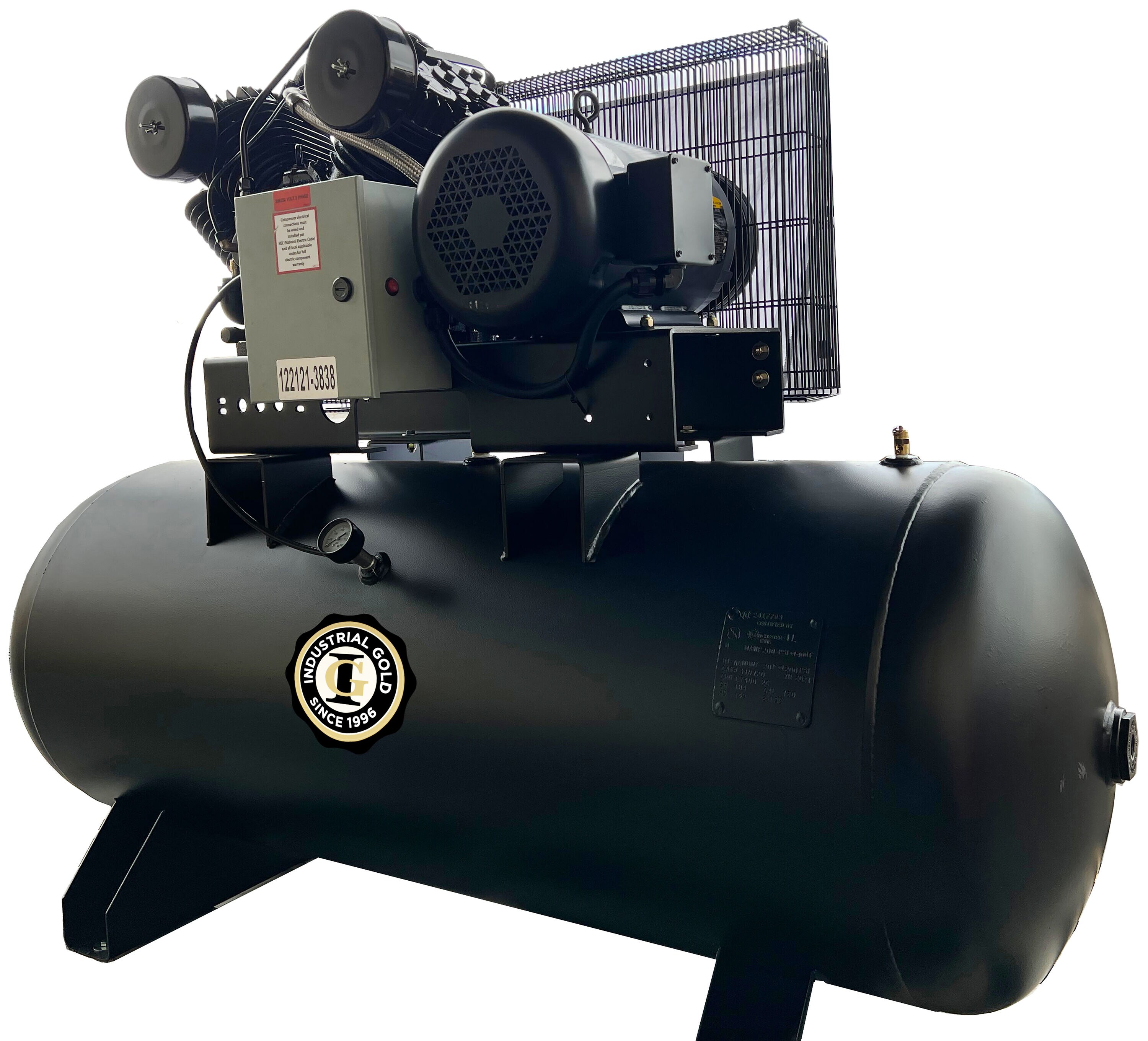 ORO INDUSTRIAL Compresor de aire eléctrico estacionario de 120 galones, horizontal, 175 PSI - CI1023E120H