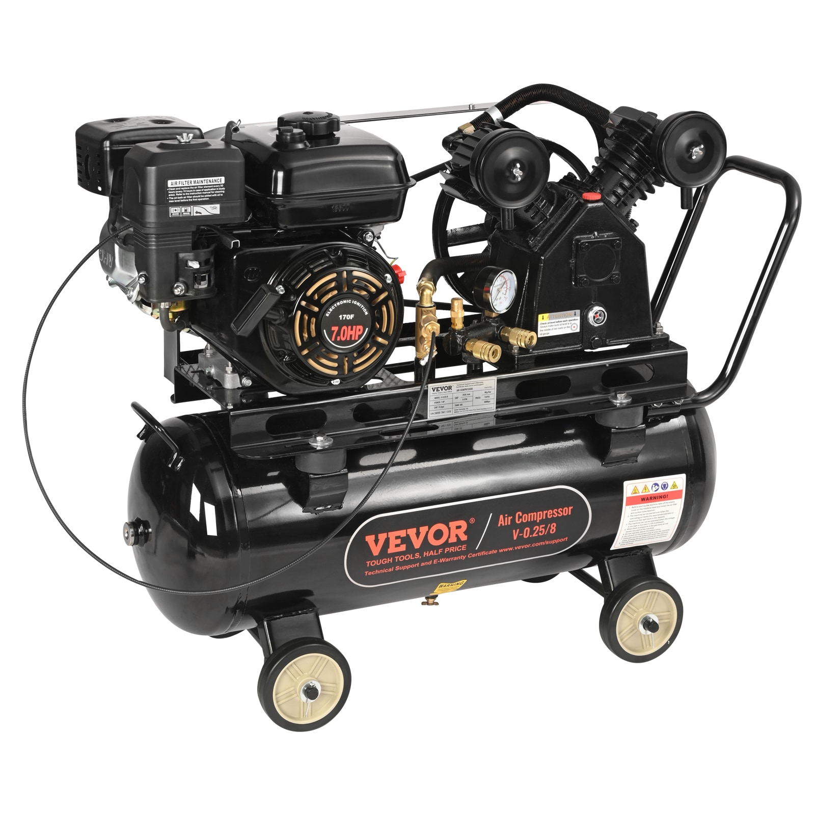 VEVOR VEVOR Compresor de aire vertical portátil de gas de 13.2 galones y 115 PSI con accesorios incluidos - QYKYJ10JL000XAYWDV0