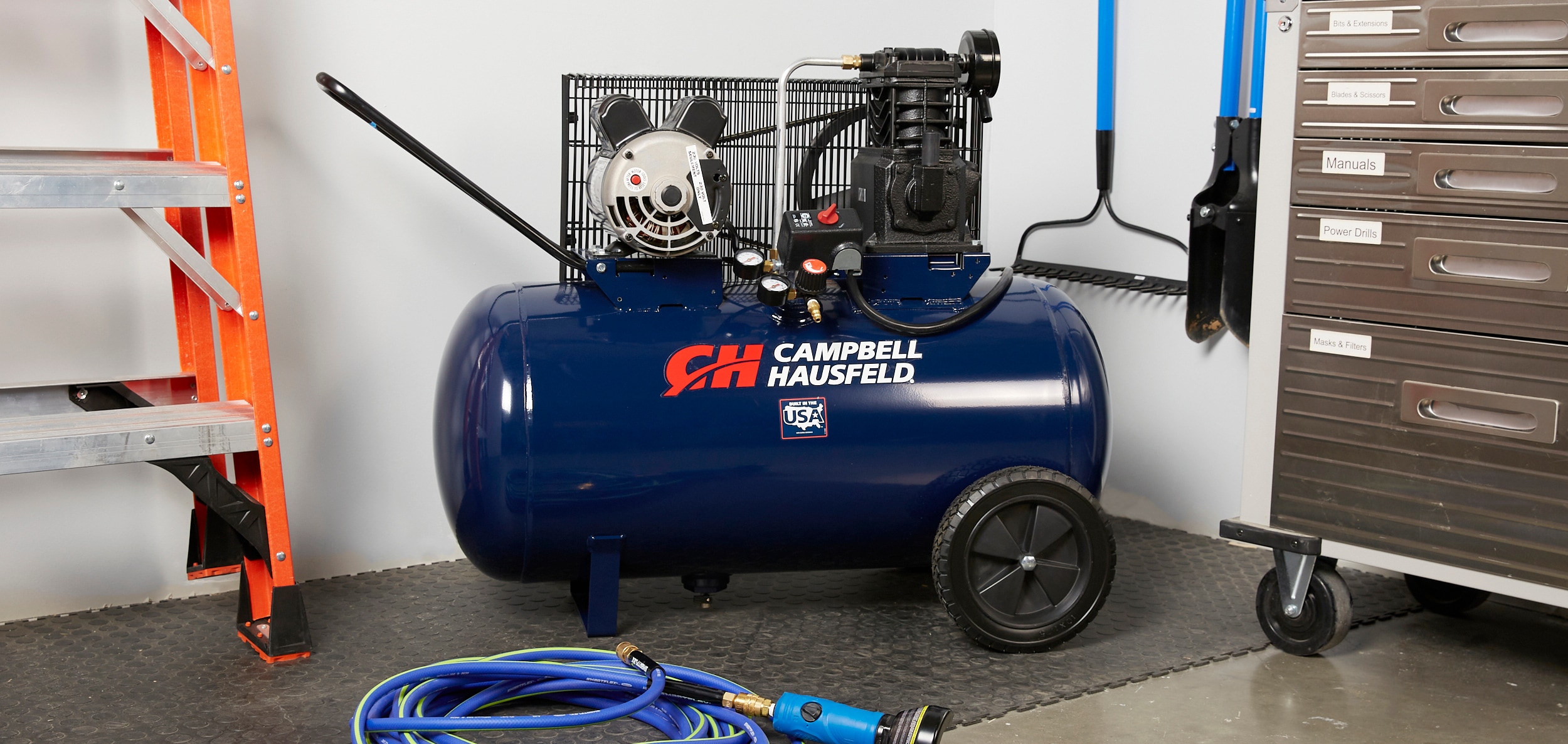 Campbell Hausfeld Compresor de Aire Eléctrico Portátil de 30 Galones y 135 PSI Horizontal - VT6271